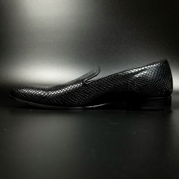 NEW MEZLAN Venetian Snake Leather Slip On Loafers Dress shoe 12 Black Old Money - Picture 4 of 11